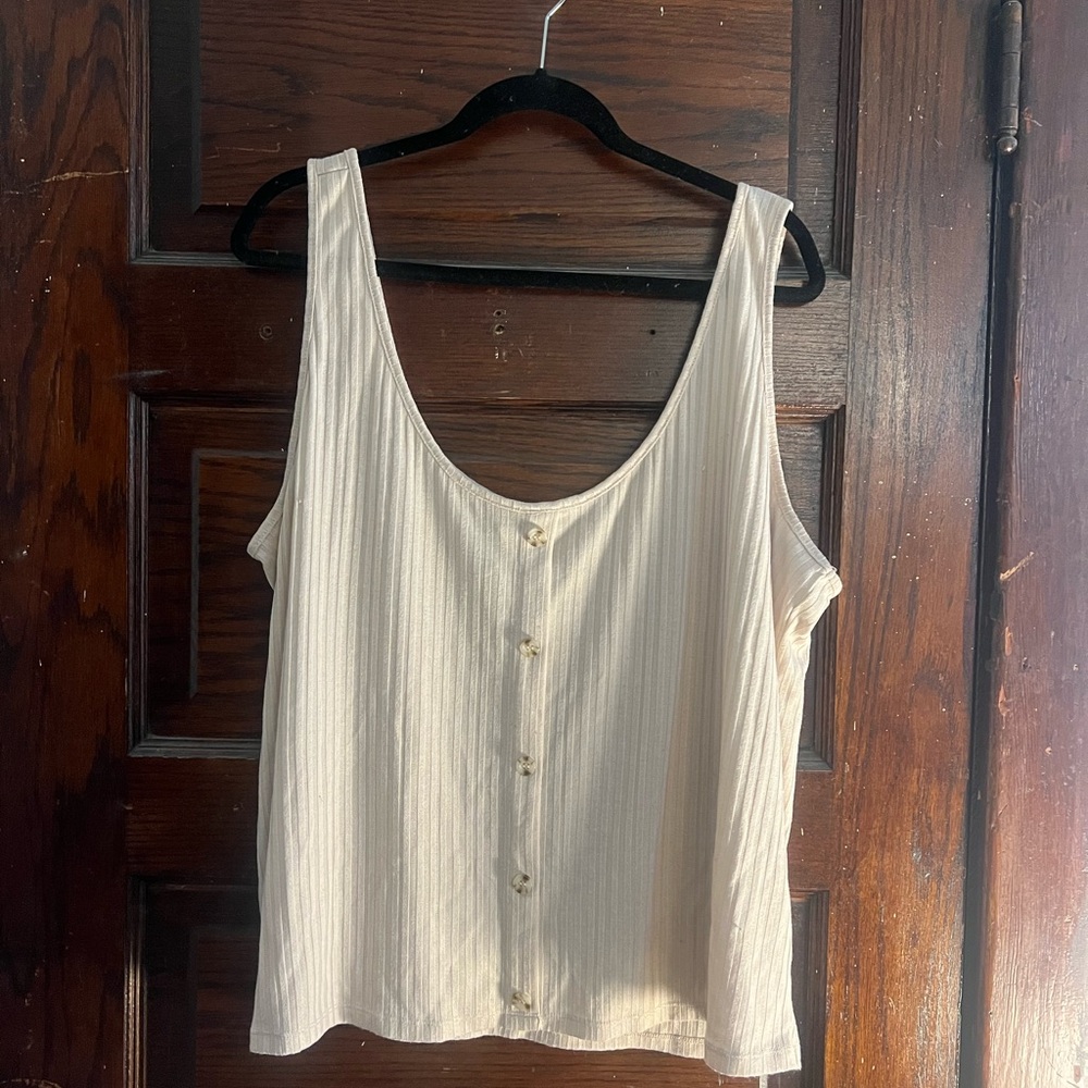 Cream Button-Down Women's Top